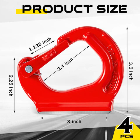 4 Pack Weld On Hooks For Heavy Lifting, Alloy Steel 2 Ton Lifting Hooks For Wrecker Crane Rigging, 3.5 inch Red Weld On Anchor Hooks