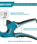 One And Five Eighths Inch Ratcheting PVC Cutter With Replacement Blade shown from side angle with ergonomic handle