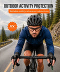 Top Shelf Industrial Safety Glasses With Vibrant Orange Frame Clear Anti Fog Lenses Scratch Resistant High Impact Shield Ansi Z87 Certified Uv400 Eye Protection Clutch For The Job Site Bad Boy Gear, worn by cyclist outdoors.