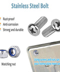 Stainless steel bolts and nut for Badass Matte Black Stainless Steel Motorcycle License Plate Frame With Heavy Duty Tag Holder.
