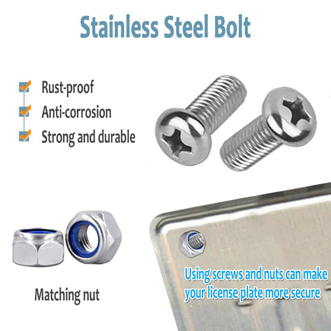 Stainless steel bolts and nut for Badass Matte Black Stainless Steel Motorcycle License Plate Frame With Heavy Duty Tag Holder.