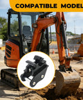 Mini Excavator Quick Change Hitch Coupler with 25mm Pin for 0.8 to 2 Ton Machines on construction site next to excavator.