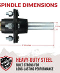 Spindle dimensions of Pack Of Two Rugged Trailer Axle Kits With Four On Four Bolt Pattern Idler Hub And One And One Quarter Inch Round BT8 Spindle.
