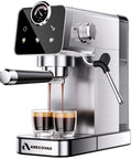 Kick The Coffee Shop Commute With This Slick Compact Espresso Brewer, Boasting A Snappy Touchscreen, Integrated Milk Frother, 20 Bar Pump Pressure, 41 Oz Tank, And Premium Brushed Steel Build.