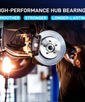 Mechanic installing Front Wheel Hub Bearing Assembly With ABS 5 Lug Bolt On For 2004 2012 Malibu 2008 2010 Cobalt HHR 2005 2010 Pontiac G6 2007 2009 Saturn Aura Front Left And Right Replacement Ready To Roll 513214