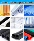 Automatic Heat Shrink Tube Cutting Machine 300W Cable Cutter cutting various rubber and plastic tubes for precise trimming.