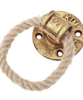 Rustic Rope Drawer Pull Handle In Black Metal For Cabinets And Dressers, Twisted Jute Rope Cupboard Ring Knob