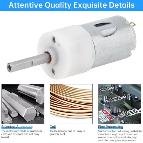 Flat Shaft DC Motor With Beefy High Torque Gearbox, 3.7V 250RPM, metal gear drive, aluminum build, close-up angle