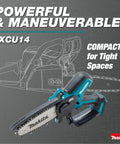 18V LXT Brushless Cordless 6 Inch Pruning Saw For Yard Work, displayed against diagram with compact design label