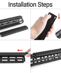Installation steps for 4 Pack Picatinny Rail Cover Non Slip Protector Rail Covers Panel For 20mm Picatinny Rail Nylon Hunting Textured Surface For Max Grip Anti Slip Protects Hands From Heat Durable Nylon Construction Weather Resistant Lightweight Tactical Rail Panels.