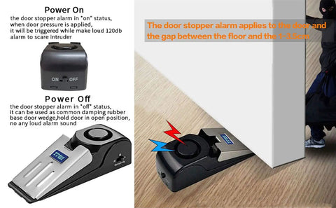 Door Stop Alarm 120dB Siren 4 Pack Non Slip Security Wedge Alarm For Travel Home Dorm Hotel Apartments Entry Alert Safety Device For Women And Kids Great For Apartments And Dorms Too black wedge alarm under door with on/off switch and 120dB siren