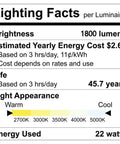 Lighting facts for Smooth Trimless 6 Inch Led Recessed Lights 6 Pack With Twist Lock Mounting 5Cct Adjustable 1800 Lumens Dimmable Wet Ic Rated Ceiling Fixtures No Sweat Setup.