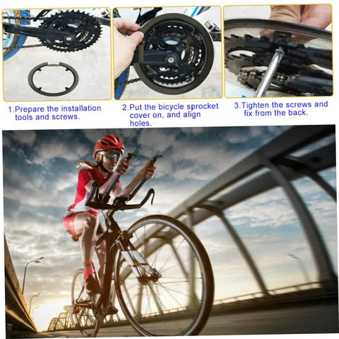 Installation of Sprocket Guard Chain Cover for Bicycle Lightweight Crank Ring With Four Screws Easy Install on mountain bike.