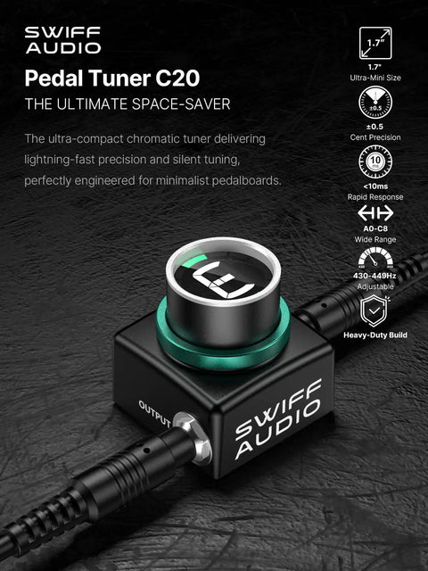 Guitar Tuner Pedal With Ultra Precise Plus Or Minus 0.5 Cent Tuning, Mini LED Display, Silent Tuning And True Bypass