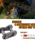 420H Motorcycle Chain And Chain Breaker 112 Link Heavy Duty Drive Chain Built With Premium Alloy Steel; spring clip connector
