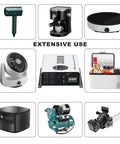 Various devices powered by Beefy 3000W Pure Sine Wave Inverter 12V DC To 120V AC Car Converter in a grid layout.