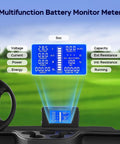 Beefed Up 48V 120Ah LiFePO4 Golf Cart Battery Upgrade Kit LCD monitor display in golf cart with voltage and energy readings