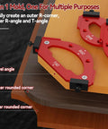 Premium Aluminum Router Corner Radius Template Set With Smack On Guidance for creating outer and inner corners on wood.