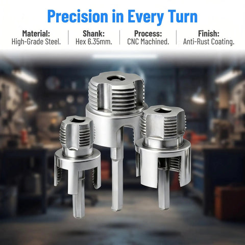 Get Your Pipe Threading On With This 3-Piece Internal And External Threader Kit, high-grade steel tapping dies with anti-rust finish.