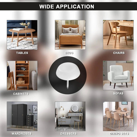 Wide application of 60 Pack White Nylon Furniture Sliders Round Floor Protectors under various furniture types.