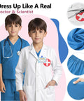 Kid Friendly Doctor Costume Set With Lab Coat Scrubs Real Stethoscope 7 Piece Dress Up Kit For Boys And Girls showcased