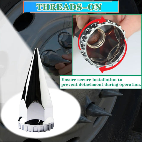 Twenty Pack 33mm Lug Nut Covers Thread On Four And Three Quarters Inch Spike Style Screw On Tough ABS Chrome Anti Rust Truck Wheel Accessories For Semi Trucks Durable Rust Resistant Easy Fit To Refresh Your Rims And Extend Wheel Life