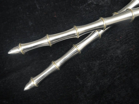 Handmade Chinese Kung Fu Sword Pair With Stainless Steel Blade And Brass Fittings close-up handle detail