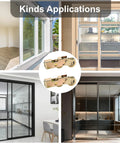 Collage of 2 Pcs Sliding Door Rollers Replacement Set With Steel Ball Bearing Wheels Heavy Duty Tandem Roller installed in glass doors