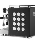 Side view of Appartamento Nera Espresso Machine With E61 Heat Exchanger One Point Eight Liter Boiler Heated Group Head Brew And Steam In One