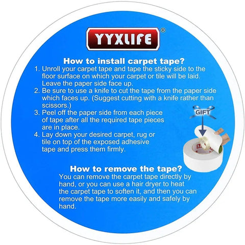 Instructions for using Heavy Duty Double Sided Carpet Tape For Rugs And Floors 2 Inch By 20 Yards Removable Adhesive Tape