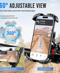 360° Adjustable Heavy Duty UTV Phone Mount For Round Handlebars, displaying navigation in portrait and landscape modes.