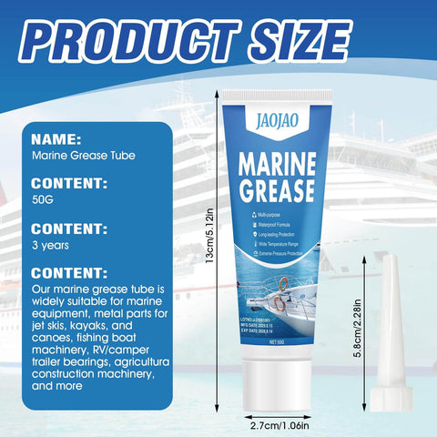 Waterproof High Temp Marine Grease With Extreme Pressure Protection For Boat Wheel Bearings And Steering Cables Throttle And Shift Cables A Real Workhorse Marine Grade Lubricant That Stays Put In Saltwater Or Freshwater 50g Tube