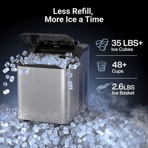 Fast Nugget Ice Maker Countertop With Self Cleaning Pump Delivers 35 Lbs Per Day Of Pebble And Pellet Ice Includes 8 Packs Cleaner
