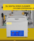 15L Ultrasonic Cleaner With Digital Timer And Heater, 40kHz Pro Grade Cleaning Machine in workshop setting