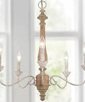 Farmhouse Chandelier For Dining Room And Living Room 5 Light French Country Pendant With White Distressed Wood Finish Rustic