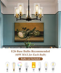 Modern Farmhouse 5 Light Chandelier For Dining Room And Kitchen Island Dope Industrial Black Pendant Lighting With Glass Shades