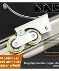 Stainless Steel Double Copper Wheel Bearing Rollers Heavy Duty Sliding Door And Window Pulleys close-up of bearing roller mechanism.