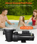 Tough As Nails Dual Speed Above Ground Pool Pump With 1.5 HP Copper Motor And No Fuss 110 Volt Water Circulation System With Strainer Basket For Backyard Pools And Hot Tubs by the pool.