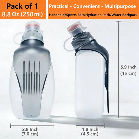 8.8oz Running Water Bottle With Removable Clip For Vests And Belts Clip On Hydration Bottle For Runners On The Go Lightweight 250ml