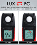 Handheld Lux Meter With Big LCD Display Data Hold And Backlight Fast Read High Accuracy For Indoor Outdoor Light Measurement 0.1 To 200000 Lux Wide Range Perfect For Photography Studio Gardening And Plant Growth, lux and FC unit display