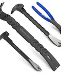 Heavy-Duty Pry Bar Set With 12-Inch And 10-Inch Utility Claw Bars, 15-Inch Flat Pry Bar, And 8-Inch End-Cutting Pliers, CR-V Steel