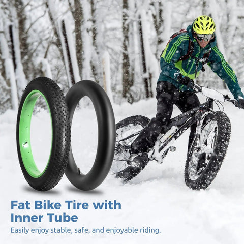 26 X 4.0 Fat Bike Tire Set With Inner Tube, AV Valve, And Levers, Puncture Resistant Replacement Kit for snow riding