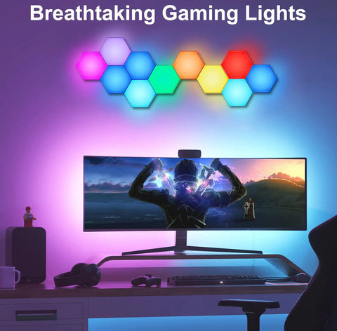 Dope Remote Controlled RGB Hexagon LED Lights For Gaming Setup with Touch Sensitive Panels 14 Geometric Wall Panels