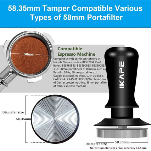 58.35Mm Espresso Tamper Pro Grade Barista Tool With Calibrated Spring Loaded Threaded Stainless Steel Base No Fuss Tamping