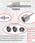 MT3 Live Center Long Nose for Lathe Tailstock Medium Duty 60 Degree Point Triple Bearing 0.000197 Inch Accuracy displayed parts