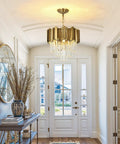 Gold Crystal Pendant Chandelier With Adjustable Chain For Dining Room, Living Room And Kitchen Island Modern Glam Lighting