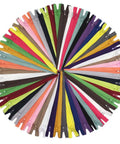 80 Pack 12 Inch Nylon Coil Zippers For Sewing And Crafts Bulk Kit In 20 Colors arranged in circular pattern