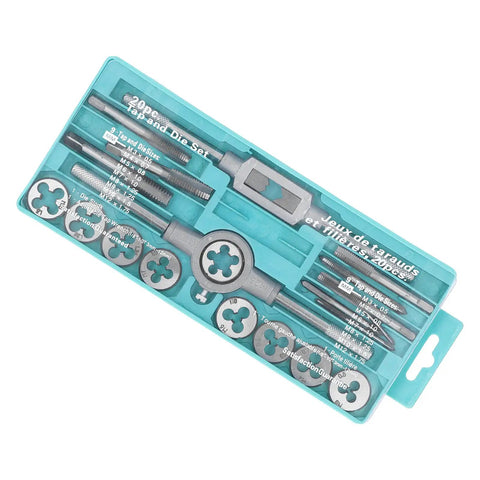 Top Tier Metric Tap And Die Set With Insane 60HRC Hardness Made From Premium Alloy Steel Perfect For Precision CNC Metal Work Whether You Need Coarse Or Fine Threads This Ultimate Hand Tool Kit Is A Total Game Changer For Any Serious Fabricator Who Wants. 20-piece metric tap and die set in turquoise case, M3-M12, alloy steel