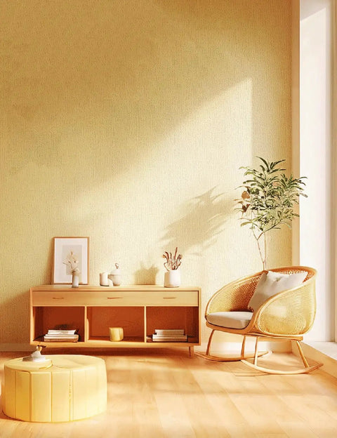 3D Linen Peel And Stick Wallpaper Roll With 9mm XPE Foam, Breezy DIY Upgrade For A Real Glow Up, waterproof installation in a light yellow room.