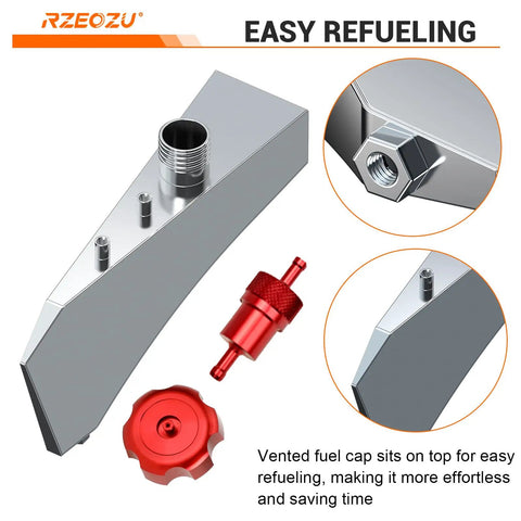 Mini Bike Gas Fuel Tank Kit Replacement For Mega Moto MMB80 MMB105 Coleman RB100 RT100 Oryxearth 105cc Minibike close-up details